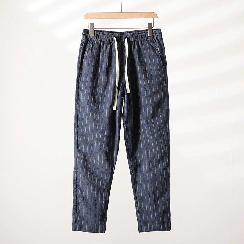 Calça de Linho Masculina Listrada Romenzi RZ941