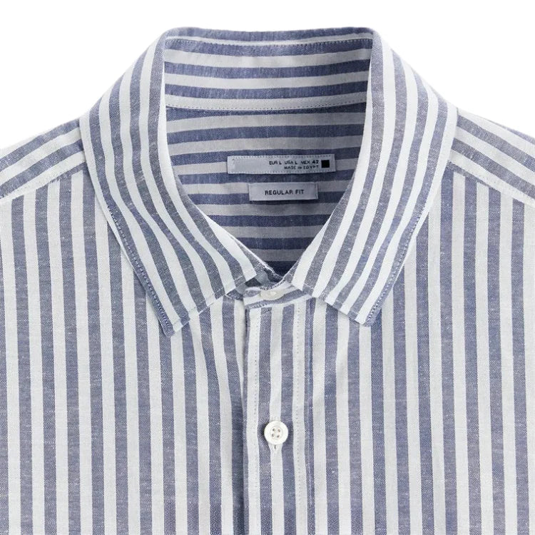 Camisa de Linho Masculina Romenzi Listrada RZ801