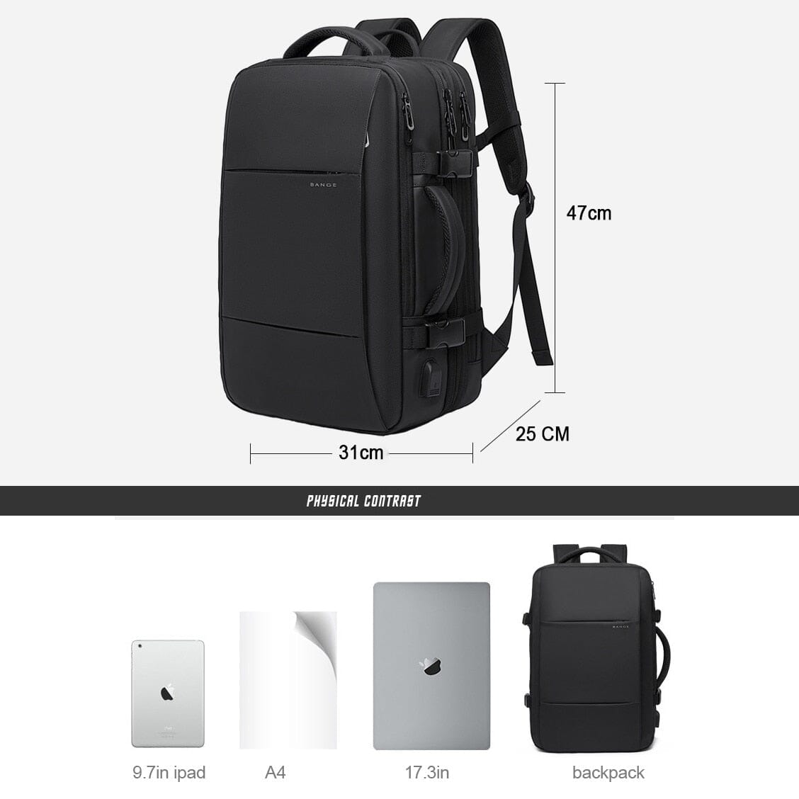 Mochila de Viagem Premiere Romenzi RZ964 - Notebook 17', Expansível, Impermeável e Porta USB