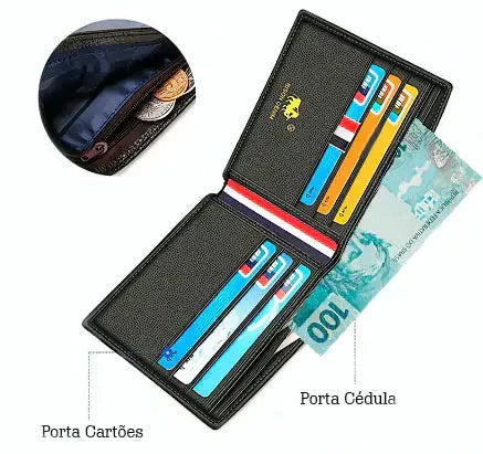 Carteira Masculina de Couro Bison Montclive MT479